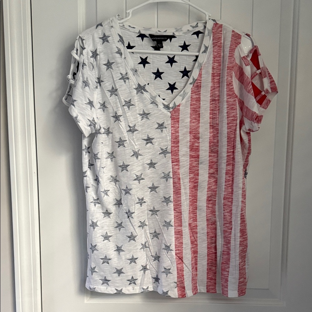 Rock & Republic Red and White Star Stripe Tee